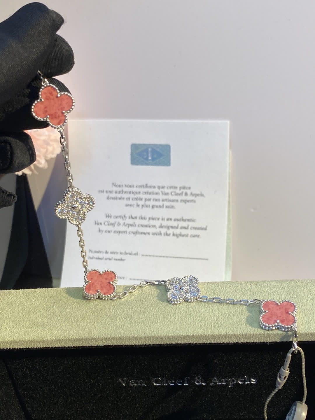 Van Cleef & Arpels Alhambra Pink Enamel Bracelet
